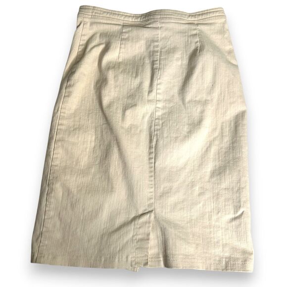 ASTR The Label Women's Beige Asymmetric Front Button Skirt Size S Stretch Denim - Picture 3 of 4